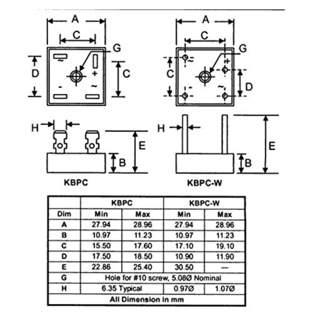 "35A1000V KBPC3510 Single Phase Rectifier Qatar HighCurrent, HighVoltage Rectification for