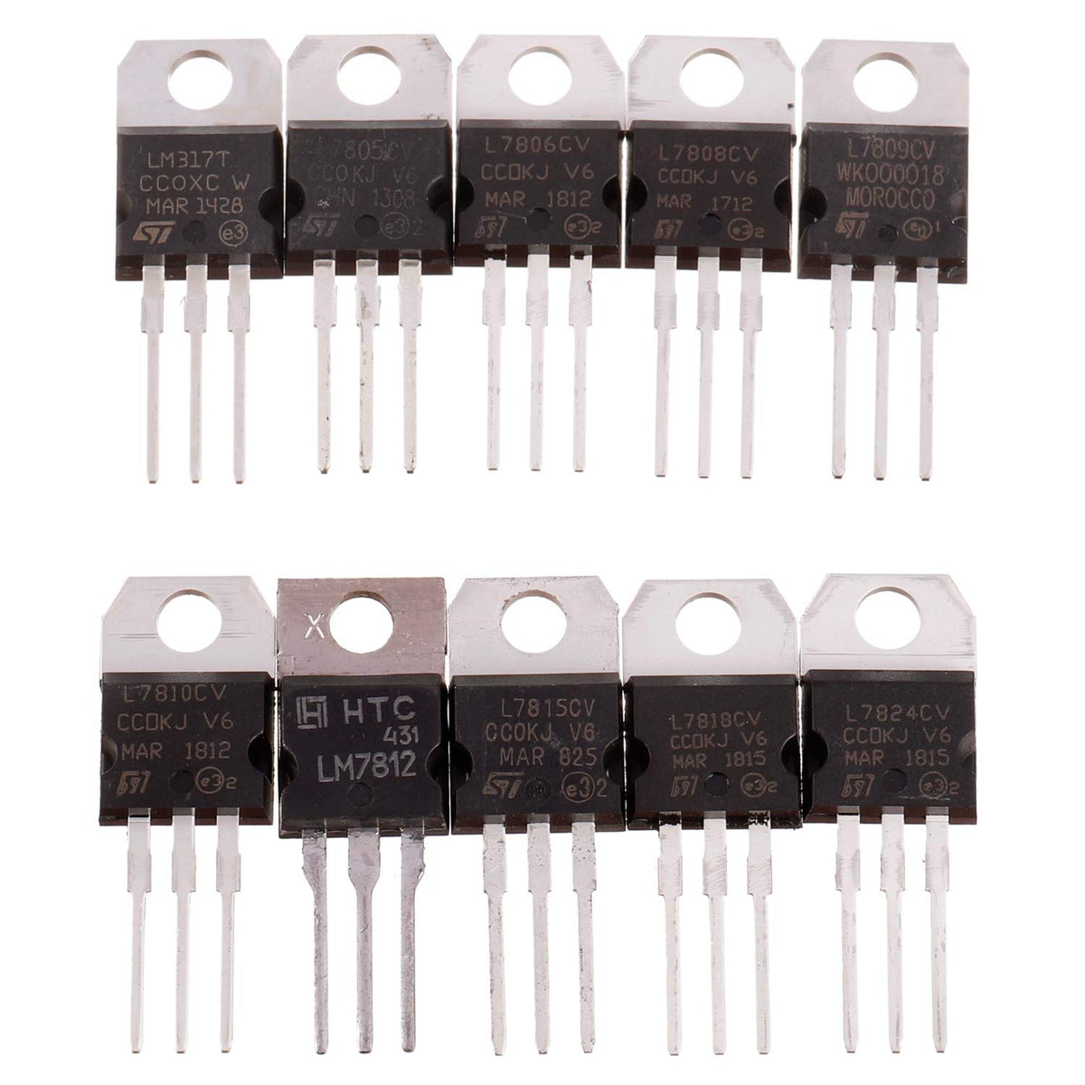 50pcs 10 Value Voltage Regulator Transistor Assortment Kit SMARTQAT