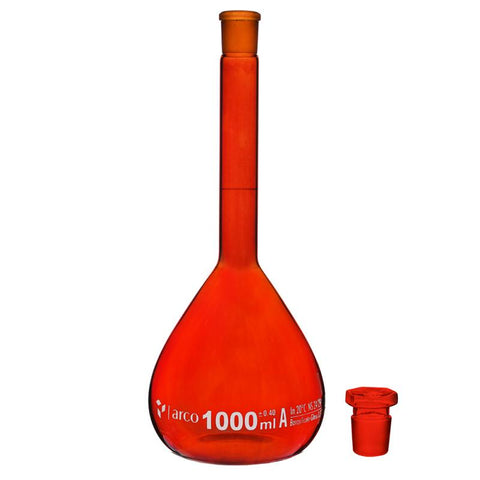 Volumetric Flask, class A Amber, with stopper 100ml دورق حجمي