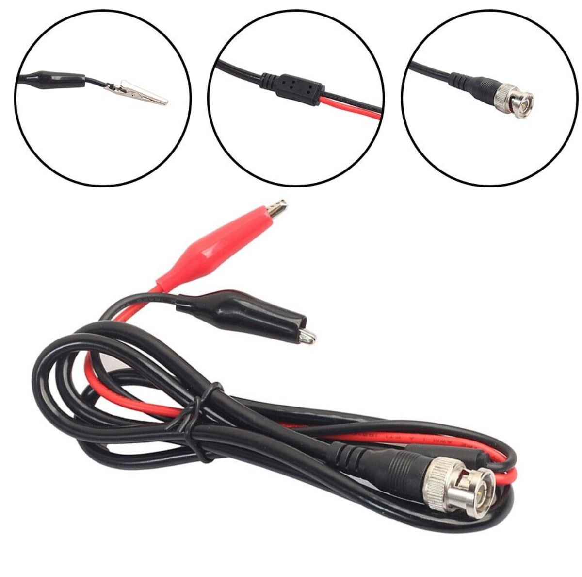 BNC Male To Alligator Clip Test Leads - 2 Sets, 80cm Long, For Oscilloscope & Electronics