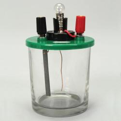 The electrolyte, conductivity meter with bulb,experiment مقياس الموصلية مع مصباح