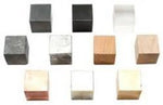 Mass cube set 25x25x25mm (Cu,Br,Al,Fe,Zn,Hard Wood,Soft Wood, Pvc, Acrylic,Nylon) مكعبات معدنية بلاستيكية وخشبية